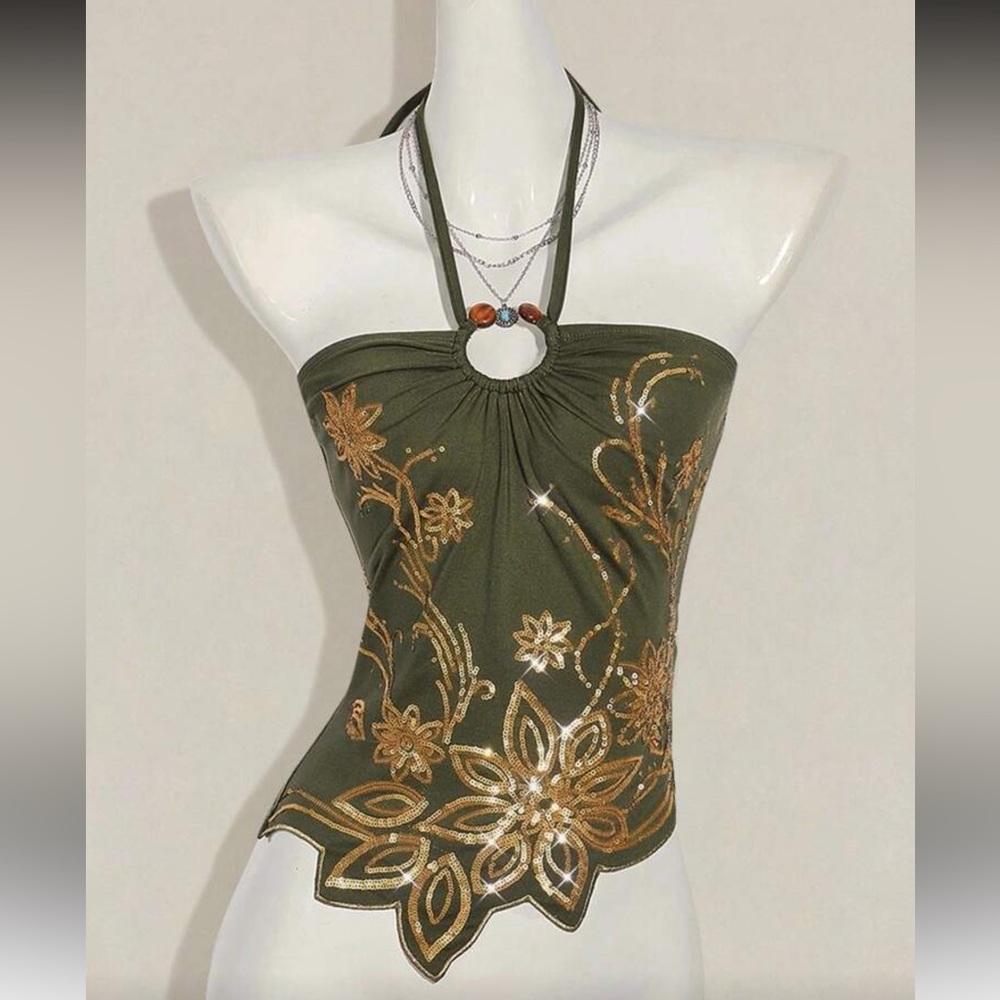 RARE floral halter top - Picture 3 of 7